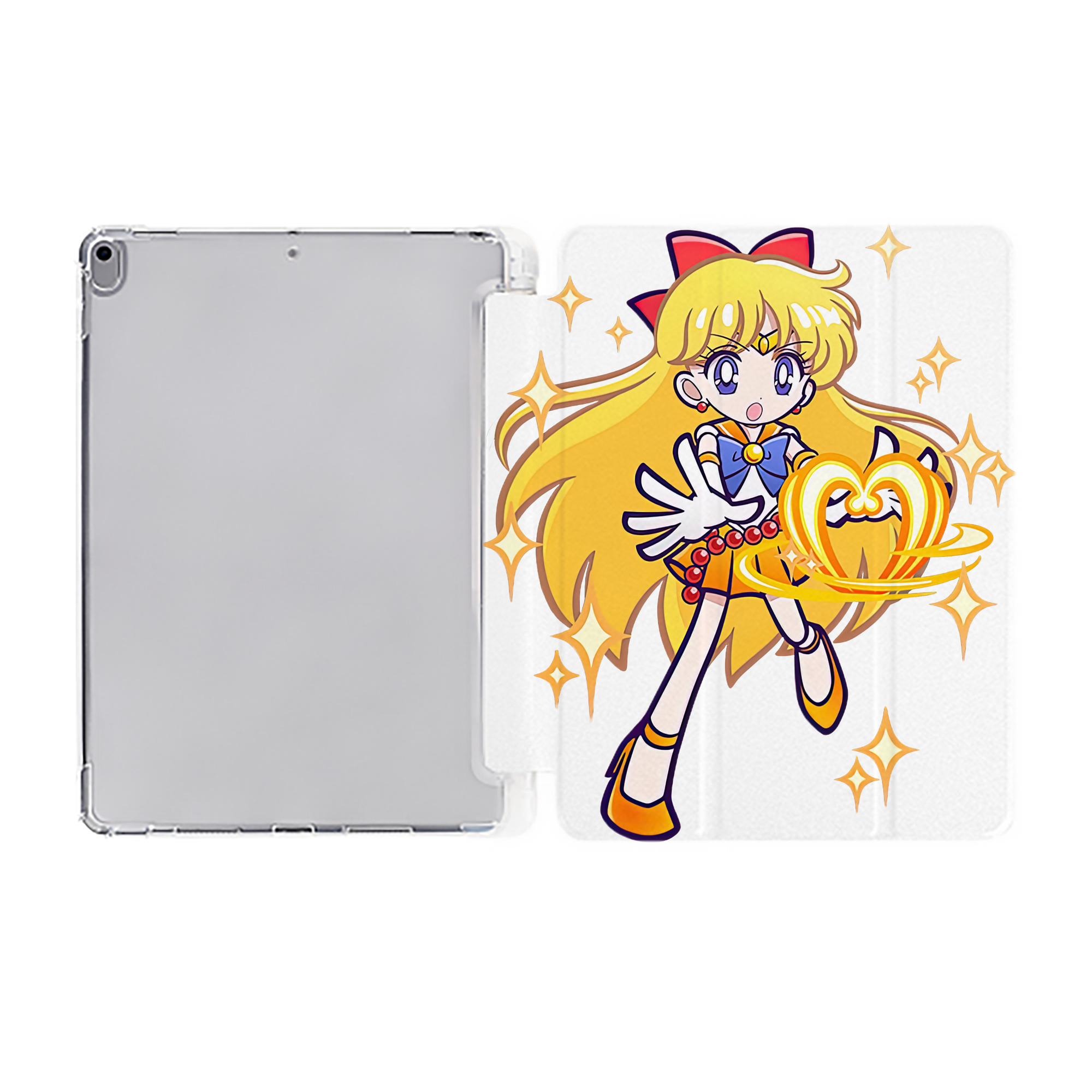 （画像用） 美少女戦士セーラームーン 愛野 美奈子 あいの みなこ Sailor Moon Aino Minako IPad ケース ペン収納付き 三つ折りスタンド PUレザー×シリコン 対応機種9.5/10.5/10.9インチ